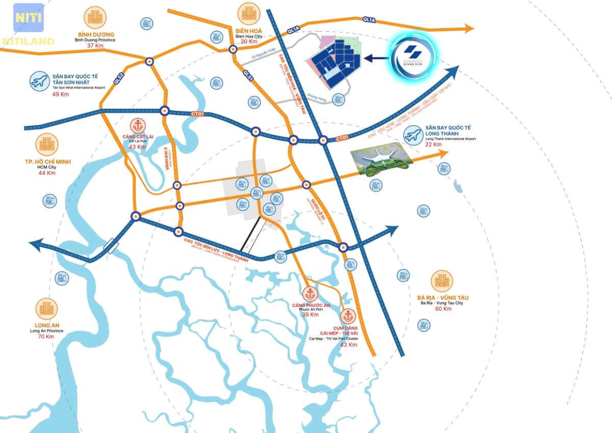 Đấu giá 2 khu đất Sân bay Long Thành hạ tầng