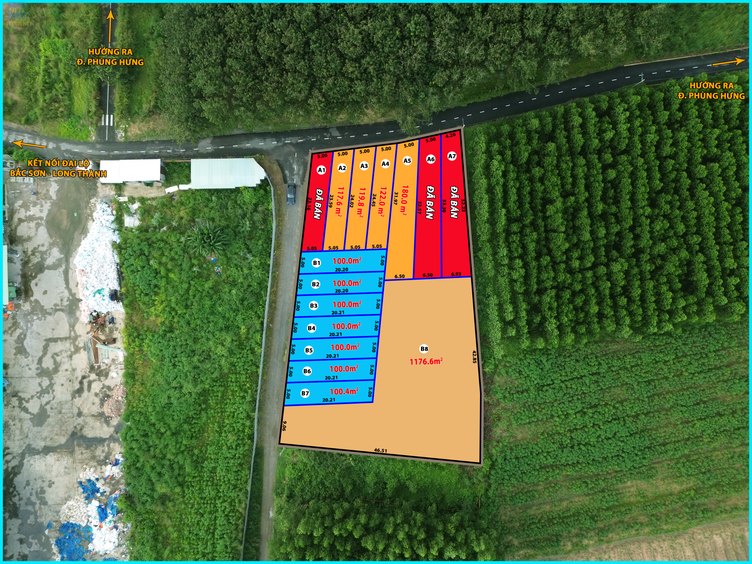 Sơ đồ phân lô An Phát 11 Plus nổi bật với lô góc diện tích cực lớn.