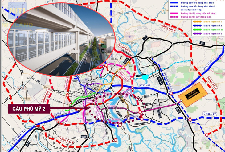 Cầu Phú Mỹ 2 hạ tầng kết nối Thành phố Hồ Chí Minh hướng kết nối đến sân bay long thành