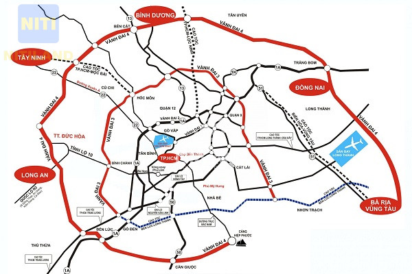"Bản đồ vị trí đất gần Vành đai 4 TP.HCM Đồng Nai tại Long Thành, Nhơn Trạch, Trảng Bom"