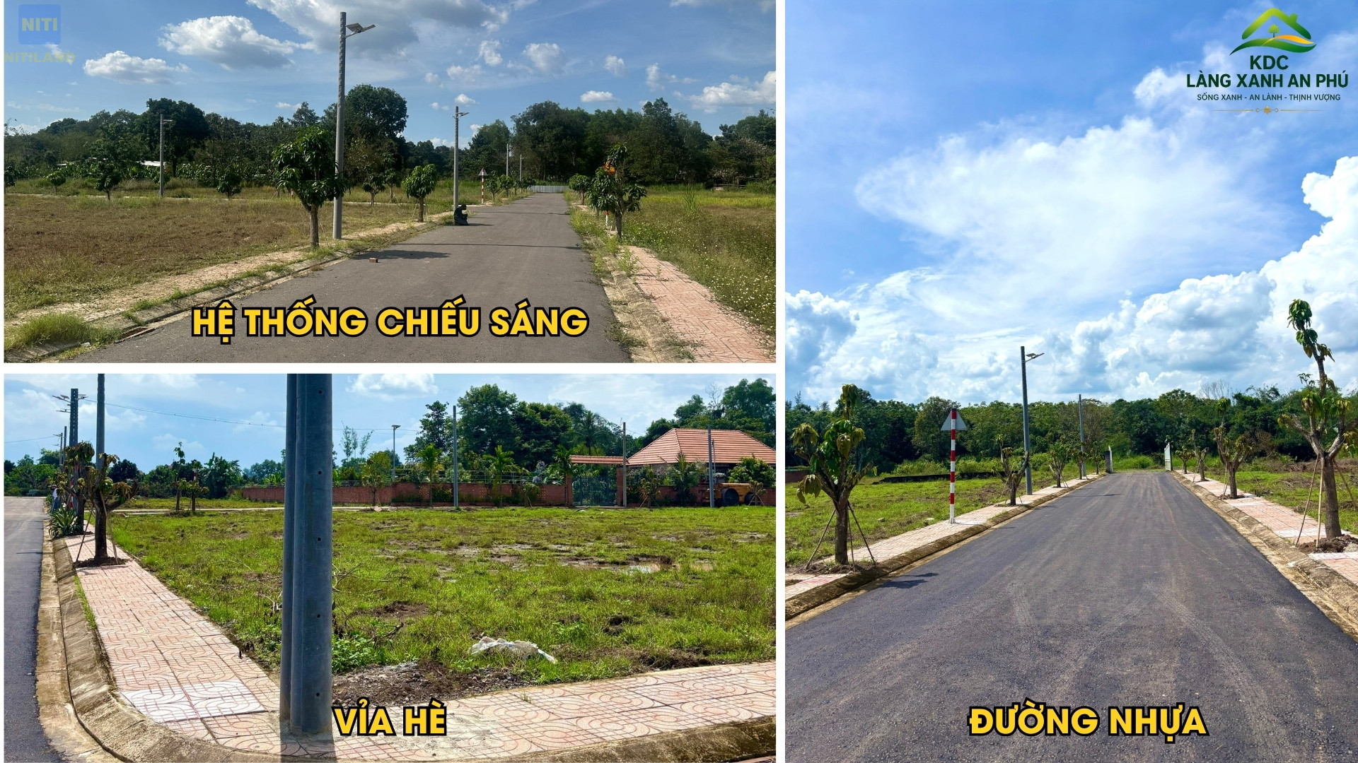 đất nền KDC Làng Xanh An Phú hạ tầng đường nhựa vỉa hè chiếu sáng hoàn thiện