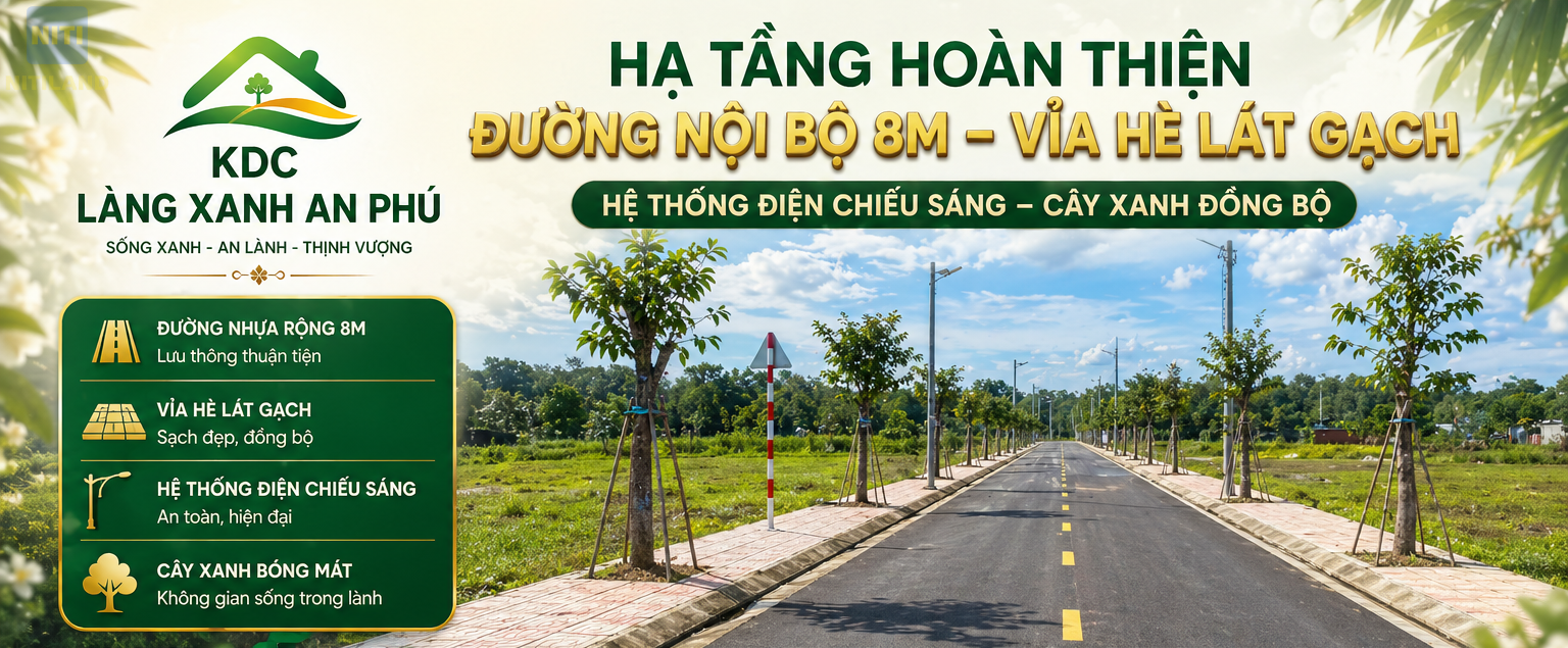 đất nền KDC Làng Xanh An Phú hạ tầng đường nhựa vỉa hè chiếu sáng hoàn thiện