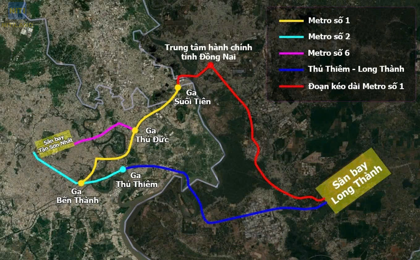 Sơ đồ tuyến metro kết nối sân bay Long Thành Suối Tiên