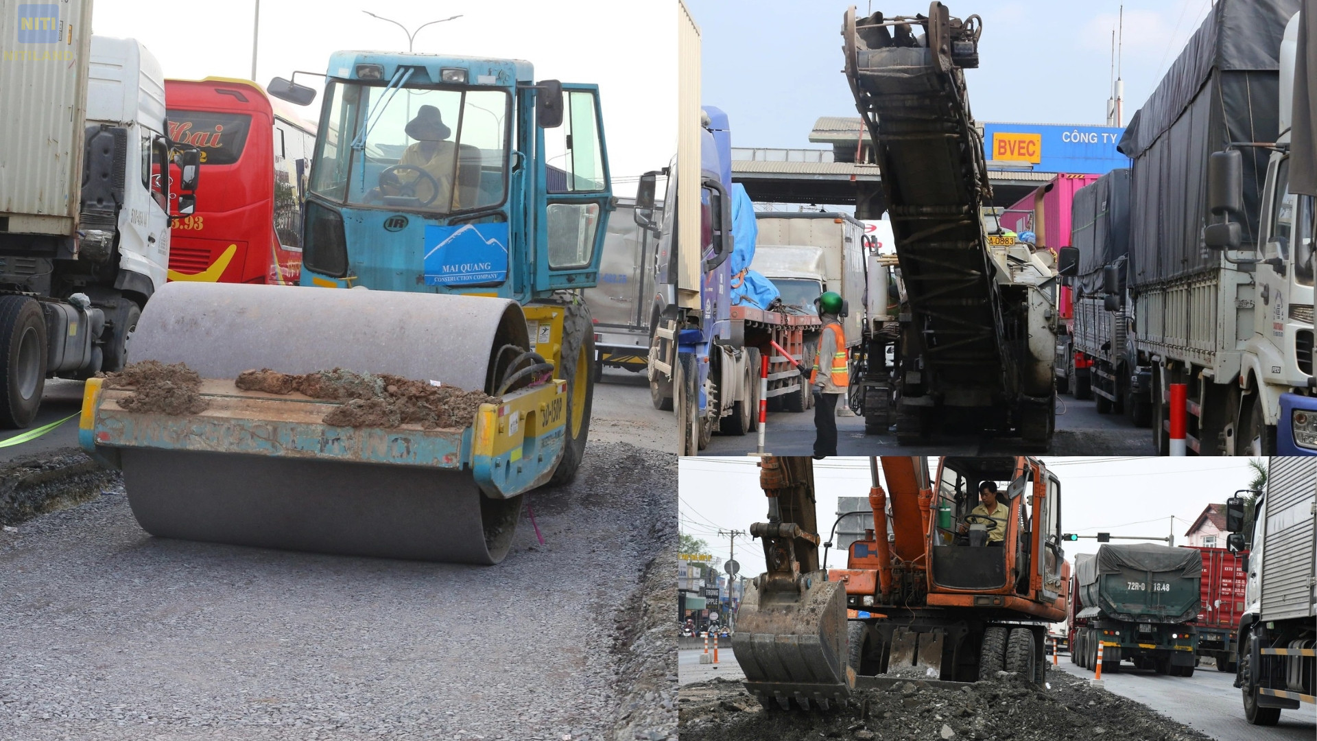 Bóc lớp nhựa đường cũ thi công quốc lộ 51