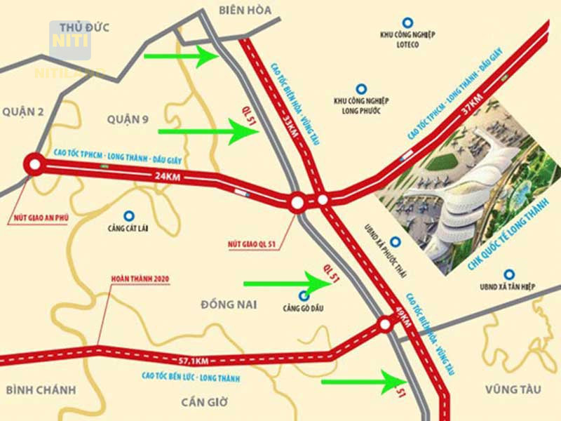 Đường Cao tốc Biên Hòa - Vũng Tàu kết nối sân bay Long Thành