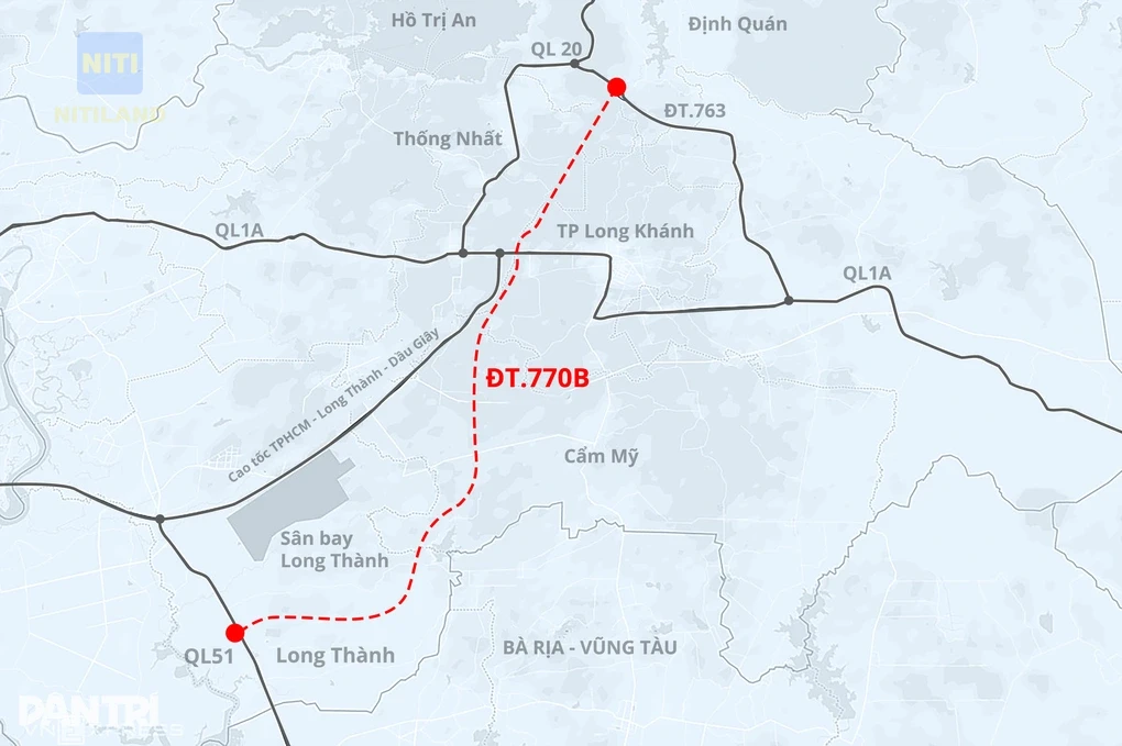 Đường ĐT.770B kết nối Sân bay Long Thành tại Đồng Nai