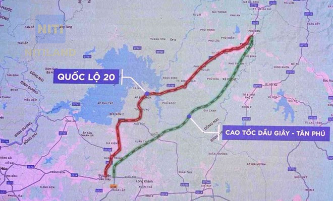 Sơ đồ tuyến cao tốc Dầu Giây - Tân Phú qua Đồng Nai