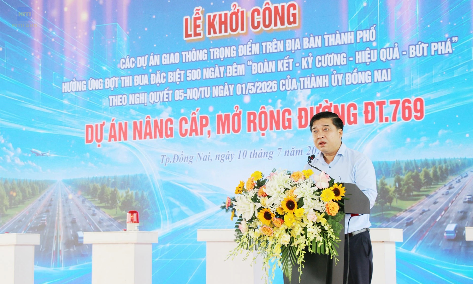 Phó Chủ tịch UBND thành phố Đồng Nai phát biểu tại lễ khởi công